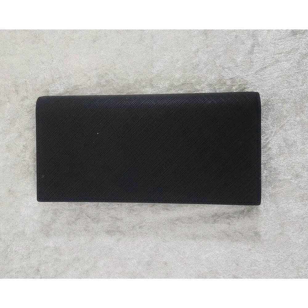 NWT Goldlion Mens Black Soft Lambskin Leather Long Bi-Fold Wallet